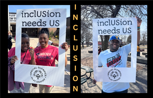  two drew students holding inlcusion sign